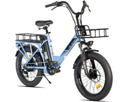 HILAND Elektrische Cargo Fatbike – 20" Dikke Banden – 48V – 7 Speed – blauw