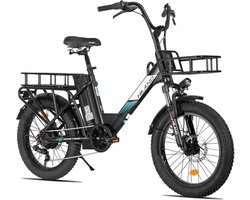 HILAND Elektrische Cargo Fatbike – 20" Dikke Banden – 48V – 7 Speed – Zwart