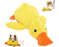 Kalmerende eend voor honden - Geel eendenspeelgoed, zacht eendenkussen als kalmeringsmiddel, eendenspeelgoed met kwakend geluid voor binnenhonden