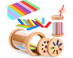 Montessori speelgoed vanaf 1 jaar, 2-in-1 Montessori speelgoed vanaf 1 2 3 jaar Meisjes Jongens Baby speelgoed Cadeau Kleuren Sorteerspel Kinder speelgoed Motorische vaardigheden Speelgoed Houten speelgoed vanaf 1 jaar