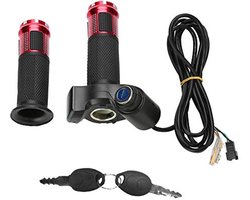 Stuurpen, Gas Handvat 4 Kleuren Elektrische Fiets Twist Gas Handvat, Elektrische Fiets Scooter Halve Pols Twist Gas Handvat met LED Toets Display Slaan (Kleur: Rood)