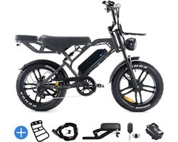 Ebikekopen.com Fatbike V20 Pro 7.0 - Donker Grijs - Special Edition - 2025/2026 Model - Hydraulische remmen - Incl. Slot - Telefoonhouder - Alarmsysteem - Voorrekje - Voetensteuntje - Straatlegaal - Ebike - Fatbike - Elektrische Fiets - Qmwheel