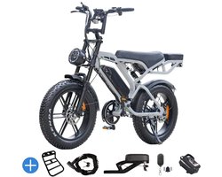Ebikekopen.com V20 Pro - Licht Grijs - Rijklaar - Special Edition - Hydraulische remmen - 2025/2026 Model - Incl. Slot - Telefoonhouder - Alarmsysteem - Voorrekje - Voetensteuntje - Met Accessoires - Straatlegaal - Ebike - Max 25 km/h - 250W
