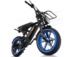 Elektrische Fatbike | koppelsensor | 16"x 4.0 | 250W | Actieadius 80 km | 25 km/u | 7 Gang | App,NFC | Zwart
