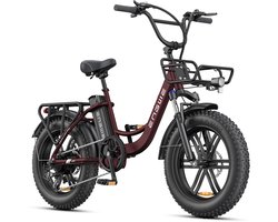 ENGWE L20 Boost Elektrische fiets - Actieradius 120km - Verwijderbare batterij 48V13Ah - Motor 250W - Shimano 7 versnellingen - Met voor schokdemper - Mechanische Schijfremmen - 20 Inch Commuter E-Bike - Fatbike -Rood
