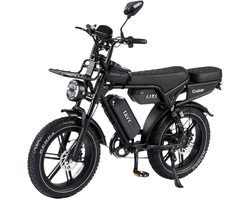 FAVY Cruiser Fatbike - Limited V8 Edition - Rijklaar - 120 km - Dubbele Accu - NFC - Alarmsysteem - Verbeterd LCD Display - Hydraulische Schijfremmen - Achterzitje & Voordrager - 250W Motor - Incl. Elektrische Fietspomp - 2 Jaar Garantie - Zwart