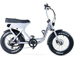 Grandeux Xcite Elektrische Fatbike - Lage Instap - Inclusief Bekerhouder - 20 Inch - 250W Motor - 7 Versnellingen - 50 km Actieradius - Hydraulische Schijfremmen - Grijs