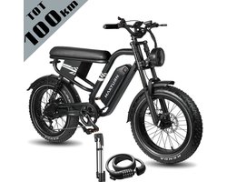 Maxtron MX10 Elektrische Fiets – 20×4.0 Inch Fatbike – 48V 13.5Ah Accu – Actieradius tot 100 km – Mechanische Schijfremmen – Stadsfiets – Max. Belastbaar 120 kg – Zwart