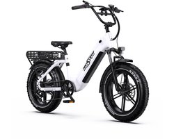 ONESPORT-Volledig terrein elektrische fatbike-20x4.0 inch offroad brede banden-voor en achter hydraulische schijfremmen-65Nm koppel-864Wh grote accu-90 km actieradius-aluminium frame-250W achtermotor-Bluetooth smart display-wit