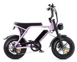 OUXI C80 Mini Elektrische Fatbike - Ingebouwd Alarmsysteem - Inclusief Voetsteuntjes - 16 Inch - 250W Motor - 7 Versnellingen - 50 km Actieradius - Mechanische Schijfremmen - Roze
