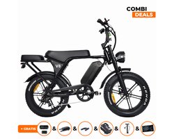 Ouxi V8 4.0 Zwart | Fatbike | 25km/u | 2025 edition | Hydraulische remmen | NFC Sleutel | incl. Alarm, zitje, telefoonhouder, fietspomp