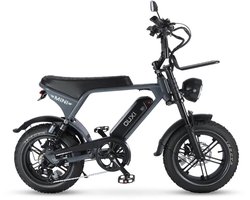 OUXI V8 Ultra Mini Elektrische Fatbike - Ingebouwd Alarmsysteem - Inclusief Voetsteuntjes - Inclusief Voorrekje -16 Inch - 250W Motor - 7 Versnellingen - 50 km Actieradius - Mechanische Schijfremmen - Grijs