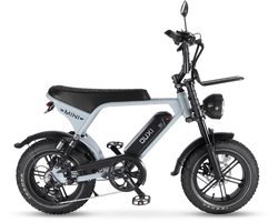 OUXI V8 Ultra Mini Elektrische Fatbike - Ingebouwd Alarmsysteem - Inclusief Voetsteuntjes - Inclusief Voorrekje -16 Inch - 250W Motor - 7 Versnellingen - 50 km Actieradius - Mechanische Schijfremmen - Lichtgrijs
