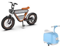 Rictor K1 E-bike 250W Elektrische Fiets met GPS + Rictor C8 Piggy Elektrische Kinderscooter - Speciaal voor gezin