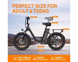 URLIFE E20 – Fat Tire Elektrische Fiets – 250W Motor – 48V 13Ah Accu – 20" 3.0 Banden (Zwart)