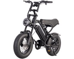 V20 Mini Fatbike – Elektrische Fatbike 2025 – 16 Inch – Legaal op de weg – 50 km Actieradius - Niet opvoerbaar – Hydraulische remmen – Alarm – 2 Jaar Garantie - Zwart