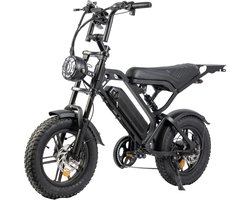 V20 Pro Mini Fatbike – Elektrische Fatbike 2025 – 16 Inch – Hydraulische remmen – Alarm - Zwart - Afneembaar bagagerek