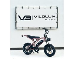 Vilolux® Fatbike electrisch - Fatbike V20 Mini - 2025 Model - Legaal - Rijklaar geleverd - 16 inch - Niet opvoerbare fatbikes - 2 Jaar garantie - Telefoontasje - Hydraulische remmen - Alarm - Rose Gold