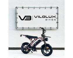Vilolux Fatbike electrisch - Fatbike V20 Mini - ROSE GOLD- Voorrek - Legaal - Rijklaar geleverd - 16 Inch - Niet opvoerbare fatbikes - 2 Jaar garantie - Telefoontasje - Hydraulische remmen - 7 versnellingen - Alarm