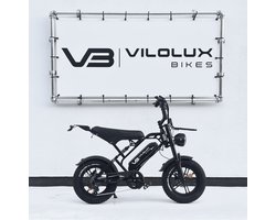 Vilolux Fatbike electrisch - Fatbike V20 Mini - ZWART - Voorrek - Legaal - Rijklaar geleverd - 16 Inch - 2 Jaar garantie - Telefoontasje - Hydraulische remmen - 7 versnellingen - Alarm