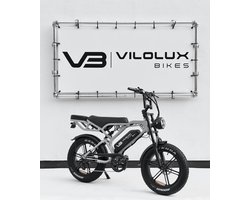 Vilolux® Fatbike electrisch - Fatbike - V20 PRO - 2025 / 2026 Model - Achterzit - Legaal - Rijklaar geleverd - 2 Jaar garantie - Telefoontasje - Hydraulische remmen - Alarm - Nardo Grey