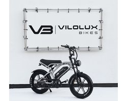 Vilolux® Fatbike electrisch - Fatbike - V20 PRO - 2025 / 2026 Model - Legaal - Rijklaar geleverd - 2 Jaar garantie - Telefoontasje - Hydraulische remmen - Alarm - Nardo Grey
