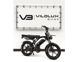 Vilolux® Fatbike electrisch - Fatbike - V20 PRO - 2025 Model - Achterzit - Voorrek - Legaal - Rijklaar geleverd - 2 Jaar garantie - Telefoontasje - Hydraulische remmen - Alarm - Zwart