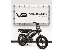 Vilolux Fatbike electrisch - Fatbike V20 PRO - ZWART- achterzit - Legaal - Rijklaar geleverd - 2 Jaar garantie - Telefoontasje - Hydraulische remmen - Alarm