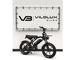 Vilolux Fatbike electrisch - Fatbike V20 PRO - ZWART - Voorrek - Legaal - Rijklaar geleverd - 2 Jaar garantie - Telefoontasje - Hydraulische remmen - Alarm
