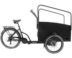 Vogue Caddy - Elektrische Bakfiets - Mat Zwart - Grijze Accenten - Accu 468Wh (36V, 13Ah) - Bafang Achterwielmotor - Shimano 7 Versnellingen - Hydraulische Remmen