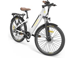 Eleglide T1 Step-Thru elektrische trekkingfiets 27,5 Inch CST-banden 36V 13Ah accu 250W borstelloze motor 25Km/h Shimano 7 versnellingen 100km maximaal bereik IPX4 waterdicht 120kg maximale belasting Dubbele schijfremmen - Wit