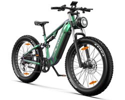 Elektrische Fiets DUOTTS E26 - 960Wh/20 Ah Accu - 120 km Bereik - 250W Motor - 26*4.0 Inch Banden - Shimano 8 Versnellingen - Hydraulische Schijfremmen - Motor Bafang met koppelsensor - Aluminium Frame - Elektrische Mountainbike - Groen