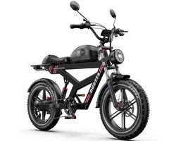 Elektrische Fiets DUOTTS F20 - 1296 Wh / 27 Ah Accu - 140 km Bereik - 250W Motor - 20*4.0 Inch Banden - Shimano 7 Versnellingen - Hydraulische Schijfremmen - Aluminium Frame - Elektrische Stadsfiets - zwart