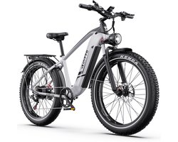 【Eindejaarsdeal】Elektrische Fiets DUOTTS F26-Lite - 864Wh/18 Ah Accu - 100 km Bereik - 250W Motor - 26x4 Inch Banden - Shimano 7 Versnellingen - Aluminium Frame - Inclusief Bagagedrager - Elektrische Mountainbike - zilver
