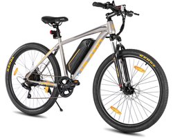 Hiland 26 Inch Elektrische Mountainbike (E-MTB) - 7 Versnellingen - 250W Motor - 36V 7.8Ah Batterij - Schijfremmen - Grijs