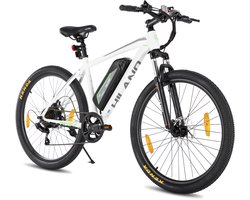 Hiland 26 Inch Elektrische Mountainbike (E-MTB) - 7 Versnellingen - 250W Motor - 36V 7.8Ah Batterij - Schijfremmen - Wit