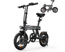 iScooter Elektrische Fiets EB1-Opvouwbare-14 inch-Drie snelheidsinstellingen-10/15/25 km/u-Met trapondersteuning- Slim LCD display-36V 7,8Ah -Dubbele schijfremmen-Stedelijk woon-Compact & Geschikt voor Stad en Vrije Tijd-Elektrische Vouwfiets-Zwart