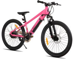 JOYSTAR 24 Inch Elektrische Kinder Mountainbike - 250W E-Bike voor Kinderen (7+ Jaar) - 25 km Actieradius - Met Verwijderbare Accu & Schijfremmen – Spaakwiel - Roze