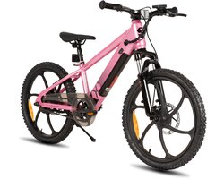 JOYSTAR Elektrische Fiets E-Bike – 20 Inch – Voor Kinderen/Tieners – 250W Motor – 1 Versnelling – Bladwiel – Mechanische Schijfremmen – Roze