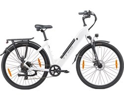 28-inch Elektrische Fiets - Stadsfiets - 250W Motor - 36V20Ah Accu - Max Snelheid 25km/u - Max 120km Bereik - Shimano 7 Versnellingen - voor vrouwen en mannen - Wit