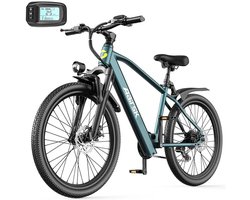 Aairsk 24" Elektrische Mountainbike&Stadsfiets Blauw, 250W Piekmotor, 25 km/u Maximum Snelheid, 7/21 Versnellingen & Dubbele Vering, Shimano 7 Versnellingen, NFC Startfunctie, Het maximale bereik is 80 km.