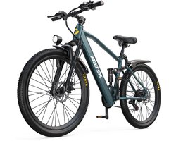 Aairsk 26" Elektrische Mountainbike&Stadsfiets Blauw, 25 km/u Maximum Snelheid, 7/21 Versnellingen & Dubbele Vering, 250W Piekmotor Elektrische Fiets voor Volwassenen, NFC Startfunctie,Het maximale bereik is 100 km.