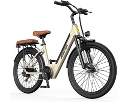 Aairsk Elektrische Fiets 24 Inch -EU-normen 250W(Actieradius 75km) - 36V 13Ah Accu – Trapondersteuning tot 25 km/u – Shimano 7 Versnellingen – NFC Startfunctie – Gebroken wit Kleur