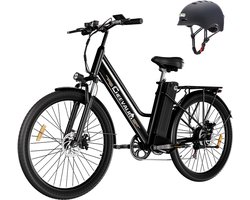 Cheevalry c26 pro Elektrische fiets - Actieradius 100km - Verwijderbare batterij 36V20Ah - Motor 250W - Shimano 7 versnellingen - schijfrem - 26 Inch City Commuter EBike - zwart