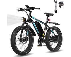 COLORWAY Elektrische Fiets BK15 - 26*4.0 Inch Mountain EBike met Afneembare 48V 15Ah Lithium Batterij - City Commuter E-Bike met 250W Motor - 7 Versnellingen - IP54 Waterdicht