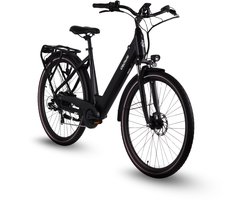 Crown Porto - Elektrische Damesfiets - 28 inch - 7 versnellingen - Elektrische stadsfiets - Hydraulische schijfremmen - Mat zwart