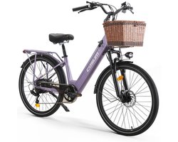 Cysum X-City Elektrische Fiets - paars - met bagagedrager - 12 Ah accu