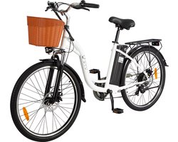 DYU C6 elektrische fiets - 36V 12,5Ah - 250W-motor - 6 modi - 26 inch banden - ondersteunde pedalen - Smart City elektrische fiets - wit