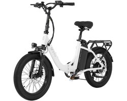 DYU C9 Opvouwbare Elektrische Fiets, 250W Motor, 48V 15.6Ah Accu, 20*3.0 inch Banden, 25 km/u Maximale Snelheid, 150 km Bereik, Olierem, Voorwiel Schokdemper, Shimano 7-versnellingen - Wit