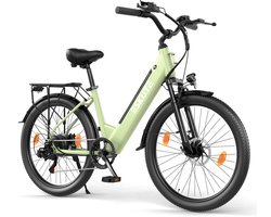E-bike, 26 inch elektrische fiets, E-stadsfiets 250W achtermotor, 36V 13Ah verwisselbare accu, tot 100km, LCD-display, lage instap E-stadsfiets voor dames en heren volwassenen-Groente